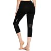 CROSS1946 Damen 3/4 Sport Strass Design Sporthose Training Tights Legging Schwarz Medium