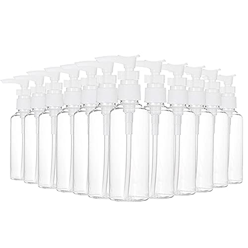 Gokoti 12 Pack 3.4Oz/100Ml Transparent Travel Bottles Pump Bottle Lotion Dispenser Bottle for Water, Massage Oil, Shampoo