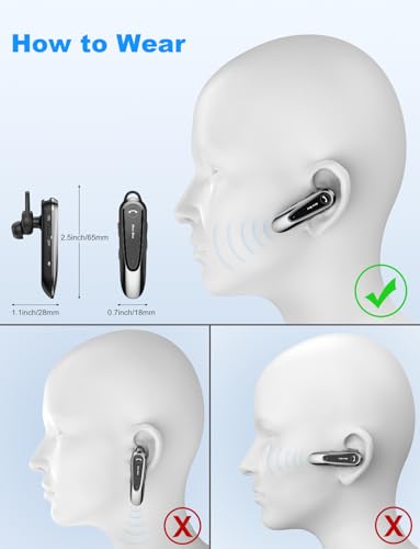 New Bee Auricular Bluetooth Micrófono con Cancelación de Ruido Auriculares inalámbricos Manos Libres CVC 8.0 Mono Bluetooth Headset para iPhone Android Conducción Casa y Oficina