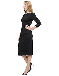 Marycrafts Mujer de trabajo oficina negocio cuello cuadrado vaina Midi vestido