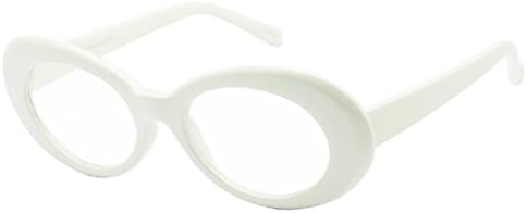Bold Retro Clout Goggles Oval Round Kurt Cobain Sunglasses (White/Clear, 2)