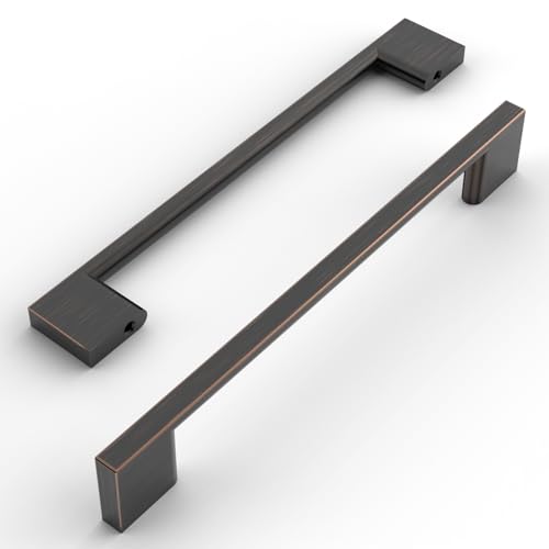 Amerdeco 6 Pieces Oil Rubbed Bronze Handles 160 mm for Cabinets Black - Stainless Steel Handles for Drawers and Sliding Doors - Furniture Handles