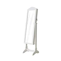TAESOUW-Home Cabinet Organizer Storage Mirrored Stand with Hooks Lockable Standing Jewelry (Color : White, Size : 1544036cm)