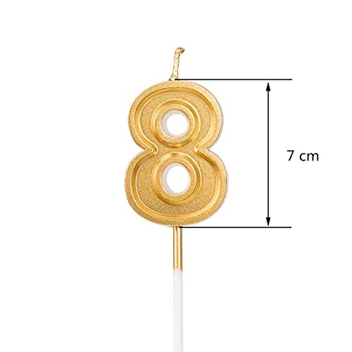 Qj-solar 2.76 inch Gold Number 18 Birthday Candles,18th Cake Topper for Birthday Decorations