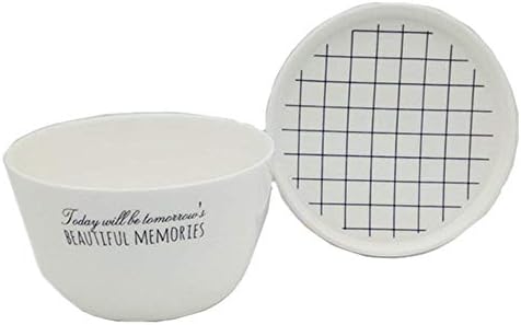 Fyuan Porcelain Bowl with Hand Painted MiG Line Lid for Oat Porridge Salad Soup