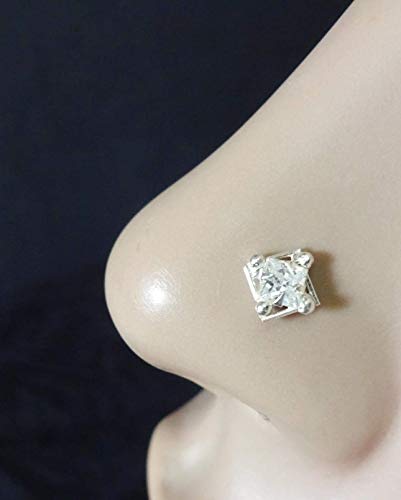 Nose Jewelry,Sterling Silver Nose Stud,Crystal Nose Stud,Silver Nose Stud,Tinny Nose Piercing,Clip on Nose Stud,Silver Nose Ring,Mothers Day Sale,White Diamond Nose Ring,Indian Nose Stud(TEJ763)
