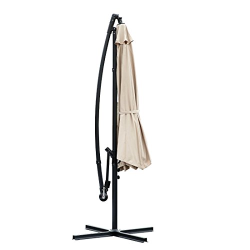 FARLAND Offset Umbrella 10 Ft Cantilever Patio Umbrella Outdoor Market Umbrellas with Cross Base (Beige)