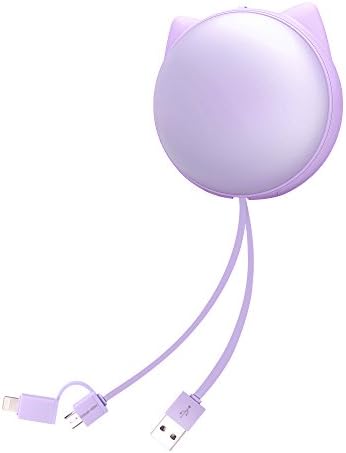 Lightning Cable,2 In 1 Lightning Micro USB Retractable Cable, Portable Fast Charging Data Sync Cable Cord for iPhone X 8 7 6s 6 Plus 5s 5 SE, iPad Pro/iPad Air/Air,iPod, Android Phones(Purple) 3.3ft
