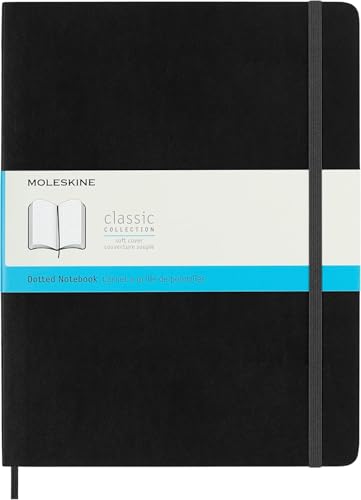 Moleskine Classic Notebook, Notebook With Dotted Pages, Soft Cover and Elastic Closure, Black, XL, 19 x 25 cm, 192 Pages