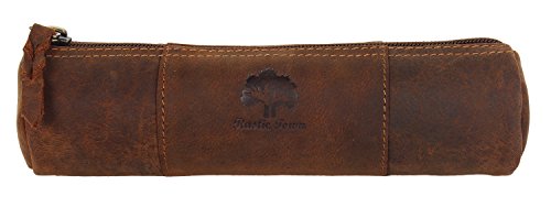 Leather Pencil Pouch - Zippered Pen Case For School, Work & Office By Rustic Town