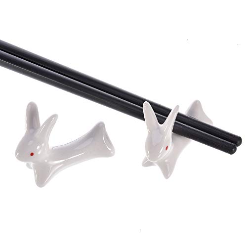 Chopstick Rest, 8 Pack Chopstick Holder Ceramic Cute Rabbit Shape Chopsticks Stand Spoon Fork Knife Utensil Rest - Thumbnail 4