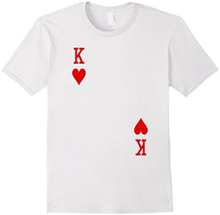 Mens King of Hearts Playing Card Tshirt Large White