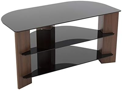 Mahara Corner TV Stand 90cm - Walnut/Black Glass