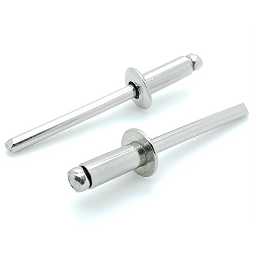 Premium Aluminum Blind Rivets 100pcs 3/16 x1 Inch(5x25mm),Self-Plugging Open End Dome Head Decorating Fastener Nails Pop Rivets