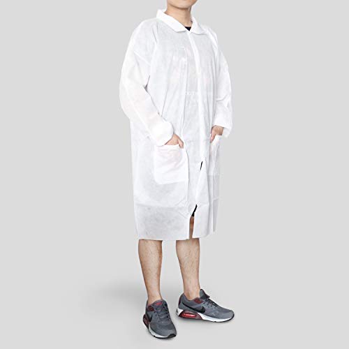 Reliancer 10 Pack Disposable Lab Coats Professional SMS Kneelength