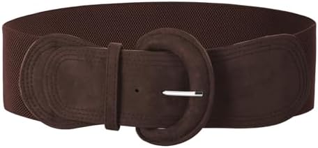Double Buckle Elastic Waist Belt - Stretchy Wide Leather Belt for Dresses Jeans AWAYTR Double Buckle Women main image 3