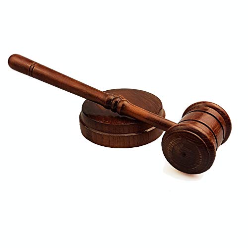 Gavel and Sound Round Block Set Wooden Gavels Gloss Finish Perfect