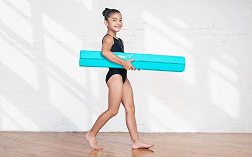 Springee 6ft Balance Beam - Extra Firm - Vinyl Folding Gymnastics Beam for Home (Teal)
