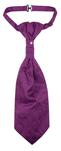 Vesuvio Napoli PreTied ASCOT Paisley EGGPLANT PURPLE Color Cravat Men's Neck Tie