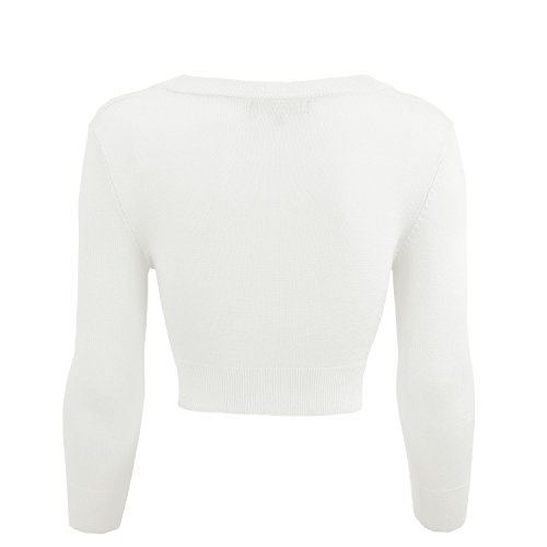 YEMAK Crop Sweater Cardigan, 46 Colors, Vintage Inspired, S - 4X, Pin up, CO129-WHT-S