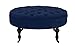 Divano Roma Furniture - Round Tufted Microfiber Coffee Table with Casters, Ottoman with Wheels (Navy)
