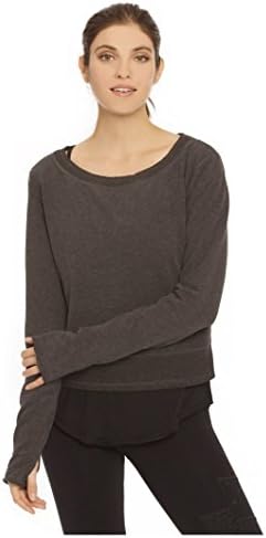 Nancy Rose Confident Crop Sweatshirt in our Signature Cotton with Thumbholes 8 Heather Charcoal