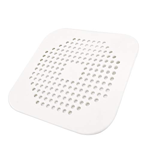 Square Drain Cover for Shower 5.7inch TPR Drain Hair Catcher Flat