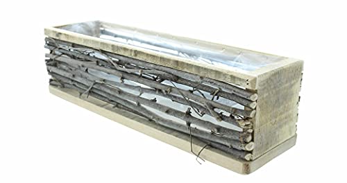 Dekoleidenschaft Pflanzkasten „Zweige“, 45x13 cm, aus recyceltem Holz & Birkenzweigen, Blumenkasten, Pflanzschale… – Bild 4