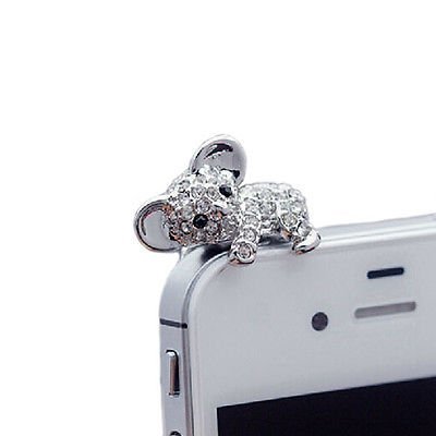 Silver Cute 3.5mm Jack Anti Cap Plug Dust Proof Stopper Cover For iPhone iPad
