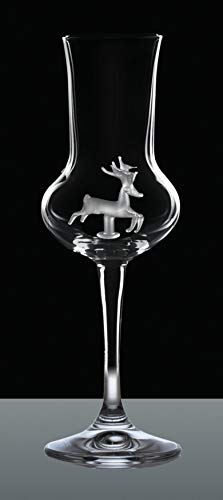 Grappaglas Hirsch innen und 0,1l Grappa Prosecco Gourmet Berner Geschenkset 2 er Set Likörglas 16 cm hoch Schnapsbrände – Bild 3