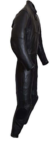 Motorbike Motorcycle New Black Racing Cowhide Leather Suit CE Approved Armors (Medium)