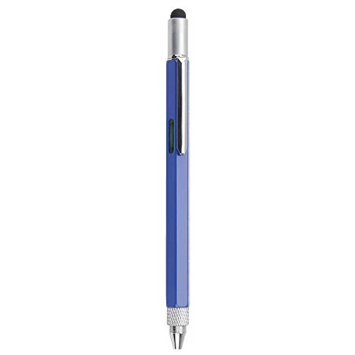 Falytemow 6 in 1 Multi Tool Tech Pen Multifunction as 0.7mm Black Ballpoint Pen Touchscreen Stylus Ruler Level Flathead and Phillips Screwdriver Cool Pen for Christmas or Valentine Gift (1pcs Blue)