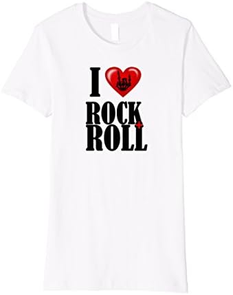 Womens I Love Rock and Roll Cool Rocker Musician Statement Tshirt Large White