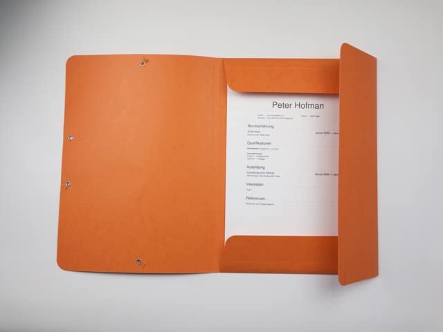 Pack of 10 Pressboard Folders A4 Orange Folder with Elastic Strap Premium Folder with Elastic Strap 330 g/m²
