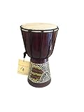 Djembe Drum - Solid Wood Carved & Painted African Percussion Bongo Drum, SIZE 9