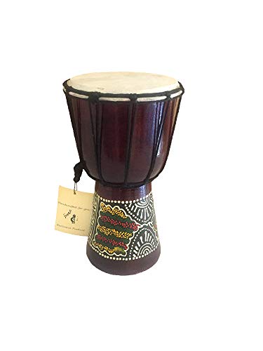 Djembe Drum - Solid Wood Carved & Painted African Percussion Bongo Drum, SIZE 9
