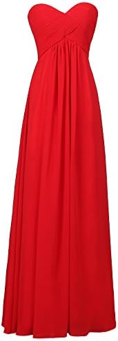 BISLU Sweetheart Bridesmaid Chiffon Prom Dress Long Evening Gown Red 3XL