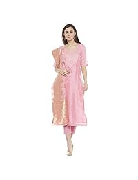 PINKSHINK Mujeres confeccionadas en seda rosada Chanderi india   paquistaní Salwar Kameez con dupatta de seda Banarasi