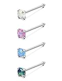 Jstyle 22G 4-12 Pcs Stainless Steel Nose Rings Studs Created-opal Piercing Body Jewelry 2.5mm