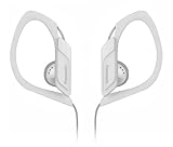 Panasonic Sports Clip Earbud Headphones RP-HS34-W (White) Water Resistant, Tough, Durable, Adjustable Ear Clip, Ultra Light