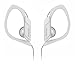 Panasonic Sports Clip Earbud Headphones RP-HS34-W (White) Water Resistant, Tough, Durable, Adjustable Ear Clip, Ultra Light