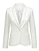 ACKKIA Women's Beige Business Casual Notched Lapel Pocket Button Work Office Blazer Jacket Suit Size S