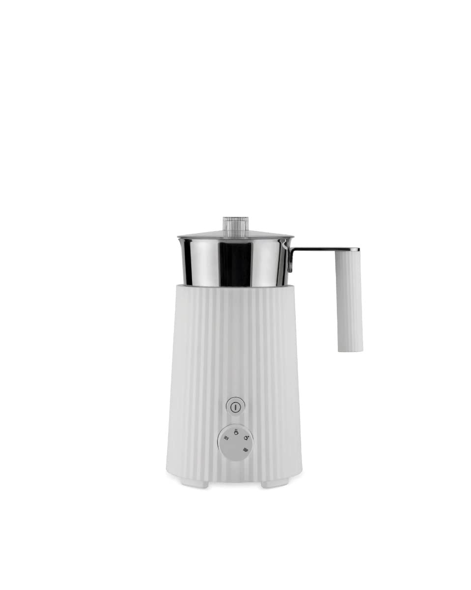 Alessi Plissé MDL13 B/UK - Design Multi-Function Induction Milk Frother in Thermoplastic Resin, Jug in 18/10 Stainless Steel, British Plug 600 W, 35 cl, Black