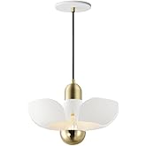 Poppy - 4W 1 LED Pendant-6 Inches Tall and 11.75 Inches Wide-White/Satin Brass Finish -Traditional Installation