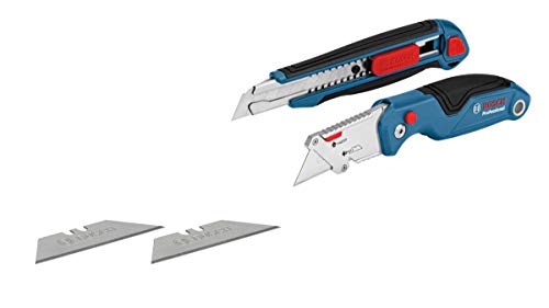 Bosch Professional Set De 2 Outils De Coupe (Couteau Pliant Universel et Cutter Professionnel, Lames De Rechange, Sous Blister)