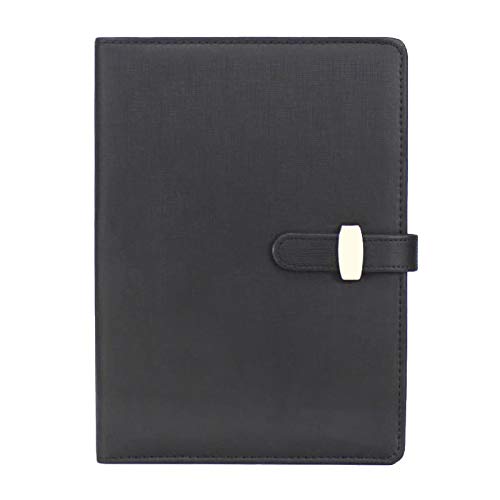 SUPERTOOL Refillable Notebook PU Leather Journal Notebook with Loose Leaf Binder Classic Lined Notebook with Pocket and Pen Holder for Business Meeting Travel (A6, Black)