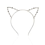 Pixnor Crystal Pearl Shot In Cat Ears Child Adult Hair Bands (Golden)