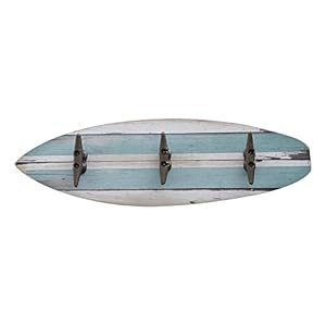 Image of Sunbelt Gifts 4910-295 Surfboard Wood Wall D&eacute;cor with Hooks, Multi