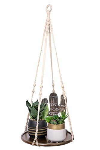 TIMEYARD Macrame Plant Shelf Hangers – Indoor Hanging Planter Decorative Pot Holder, Handmade Boho Chic Home Decor with Wood Beads
