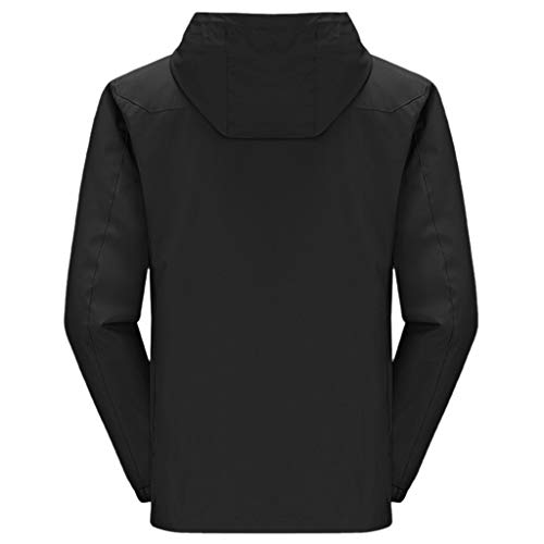 Hunzed Men【Quick-Drying Windproof Sports Jacket】Men's Mountaineering Suit Windbreaker Outdoor Sportswear Jacket Coat (Large, Black)
